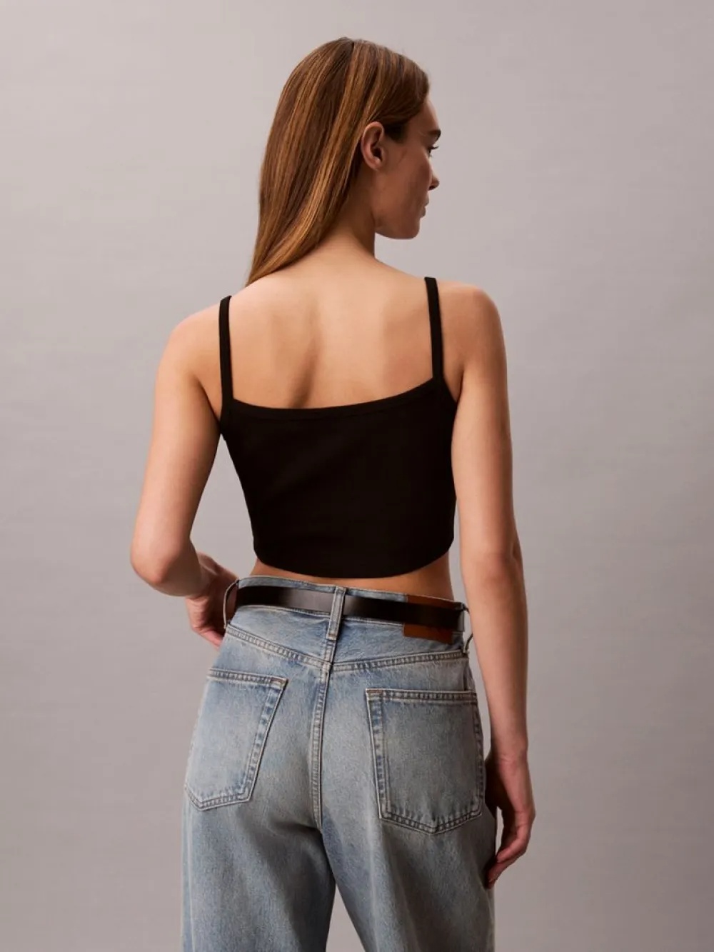 CALVIN KLEIN JEANS - Woven Label Baby Rib Crop