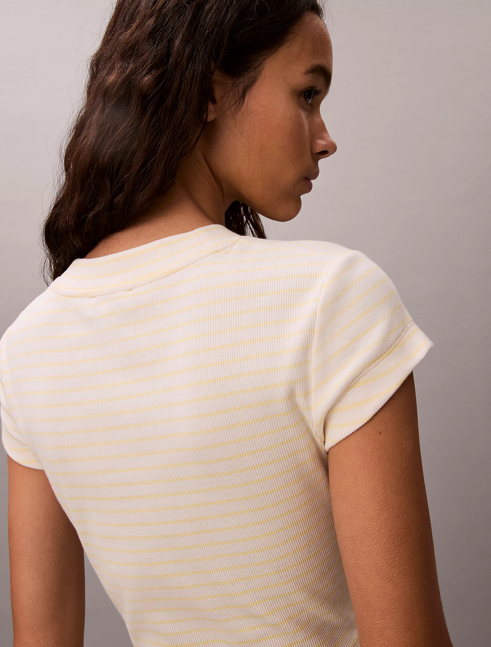 CALVIN KLEIN JEANS - Striped Monologo Baby Rib Tee