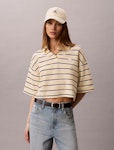 Cropped Pique Striped Polo