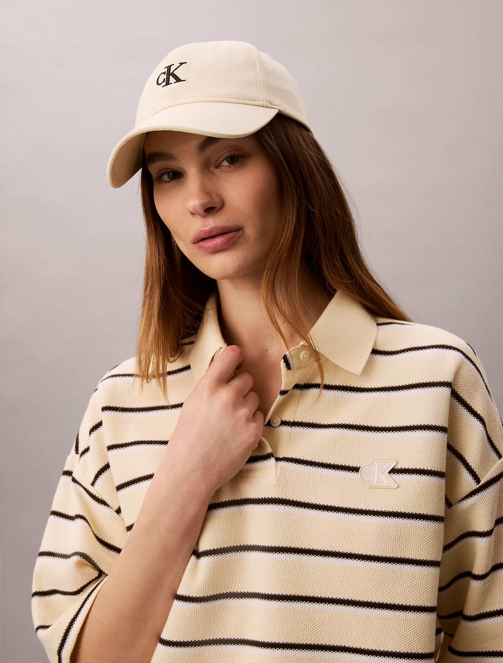 CALVIN KLEIN JEANS - Cropped Pique Striped Polo