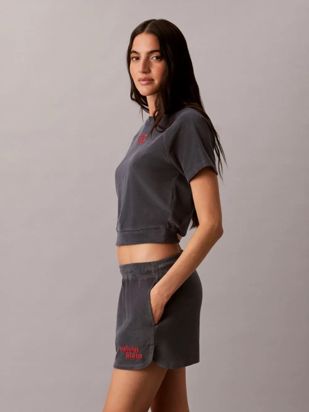 CALVIN KLEIN JEANS - Towel Terry Cropped Sweatsh