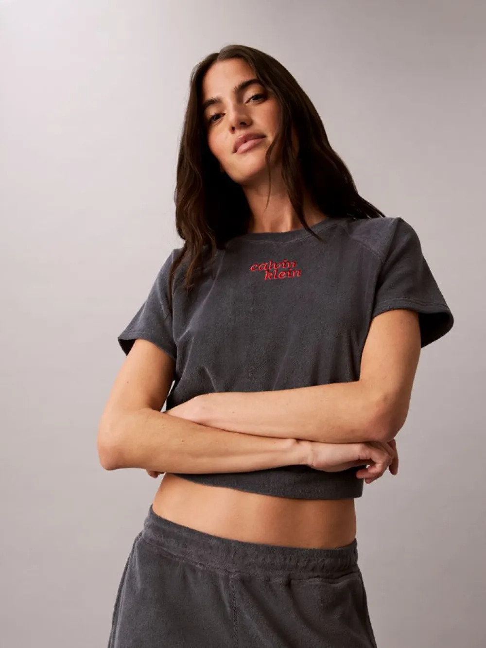 CALVIN KLEIN JEANS - Towel Terry Cropped Sweatsh