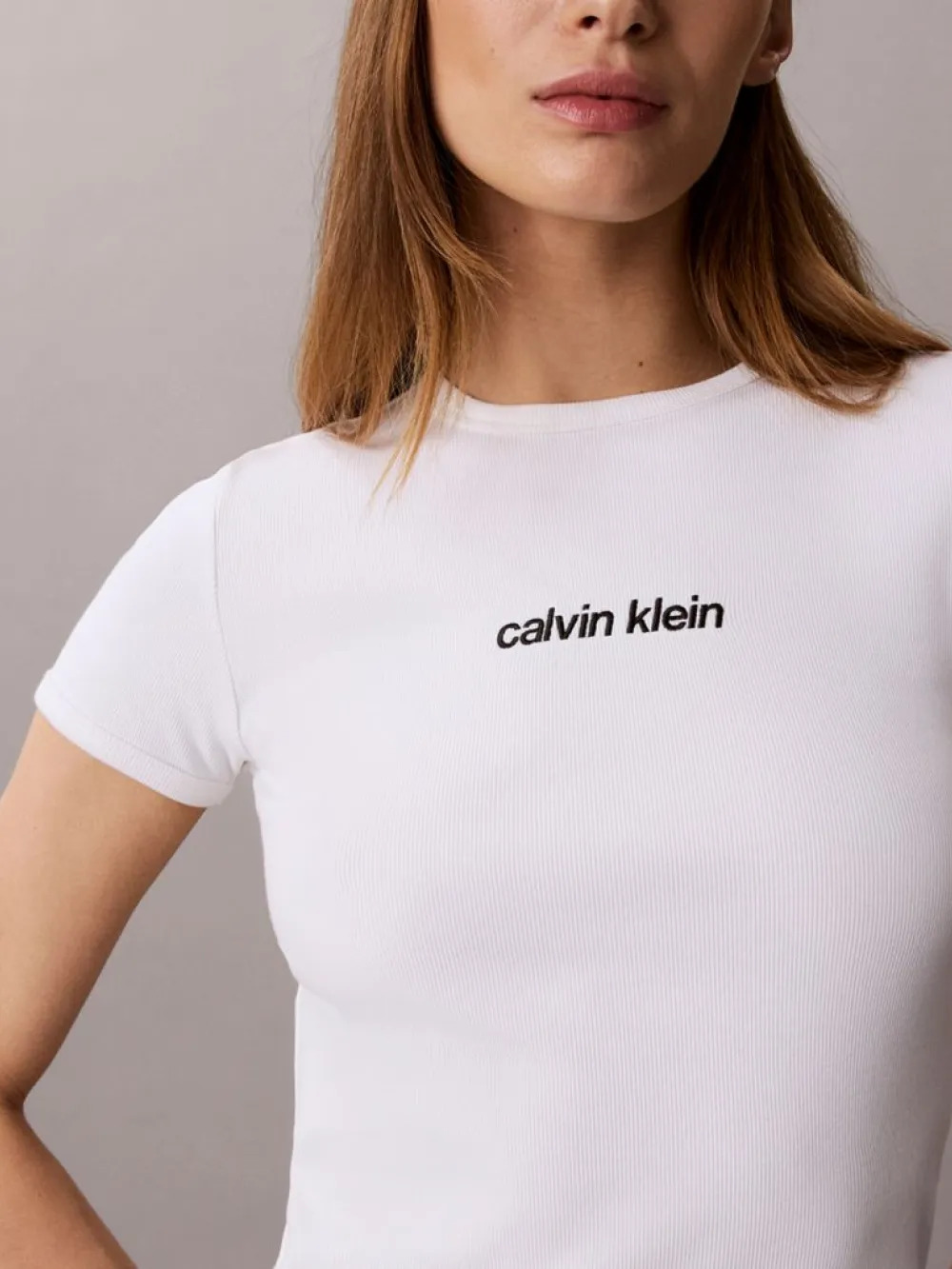 CALVIN KLEIN JEANS - Contour Rib Logo Ringer Tee