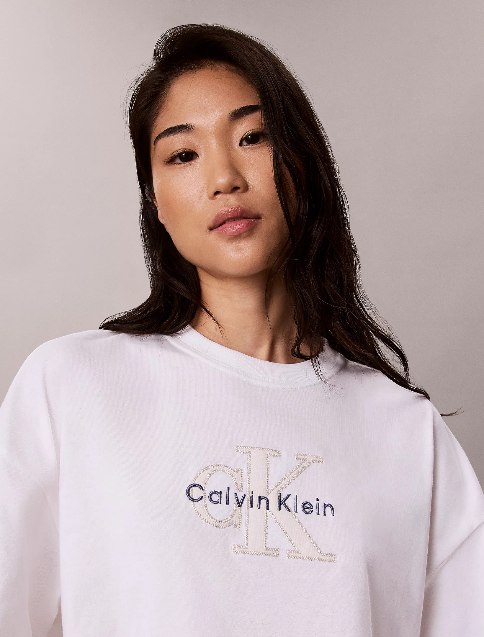 CALVIN KLEIN JEANS - Os Cropped Denim Applique Mono