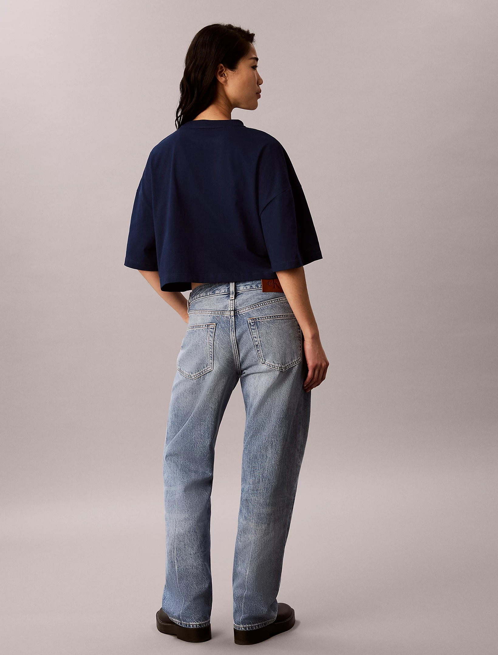 CALVIN KLEIN JEANS - Os Cropped Denim Applique Mono