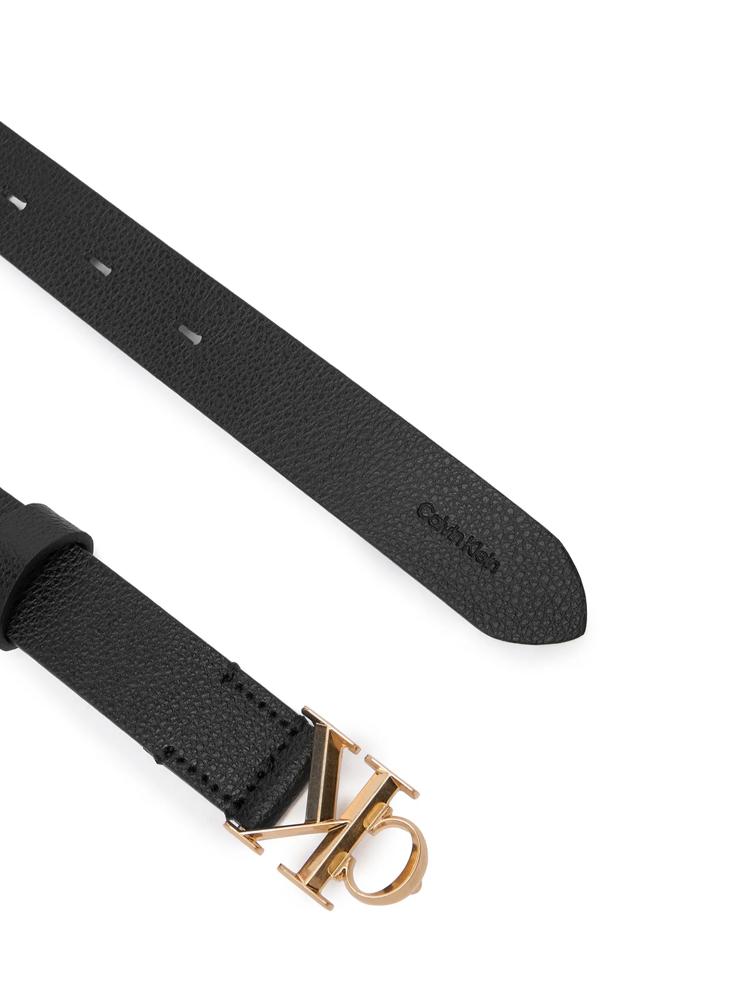 CALVIN KLEIN JEANS - Micropebble Leather Monogram Buckle Belt