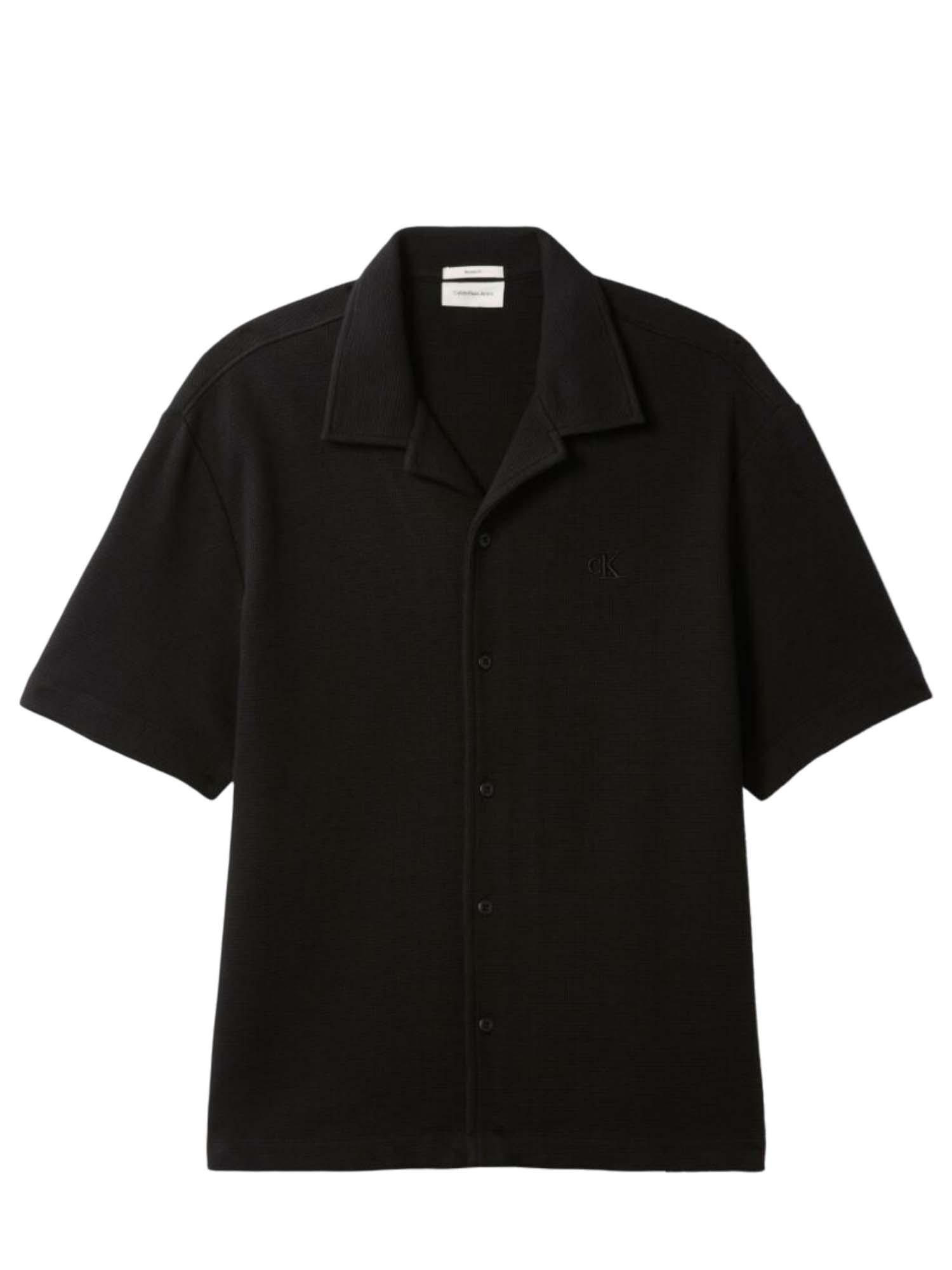 CALVIN KLEIN JEANS - Cotton Waffle Camp Shirt