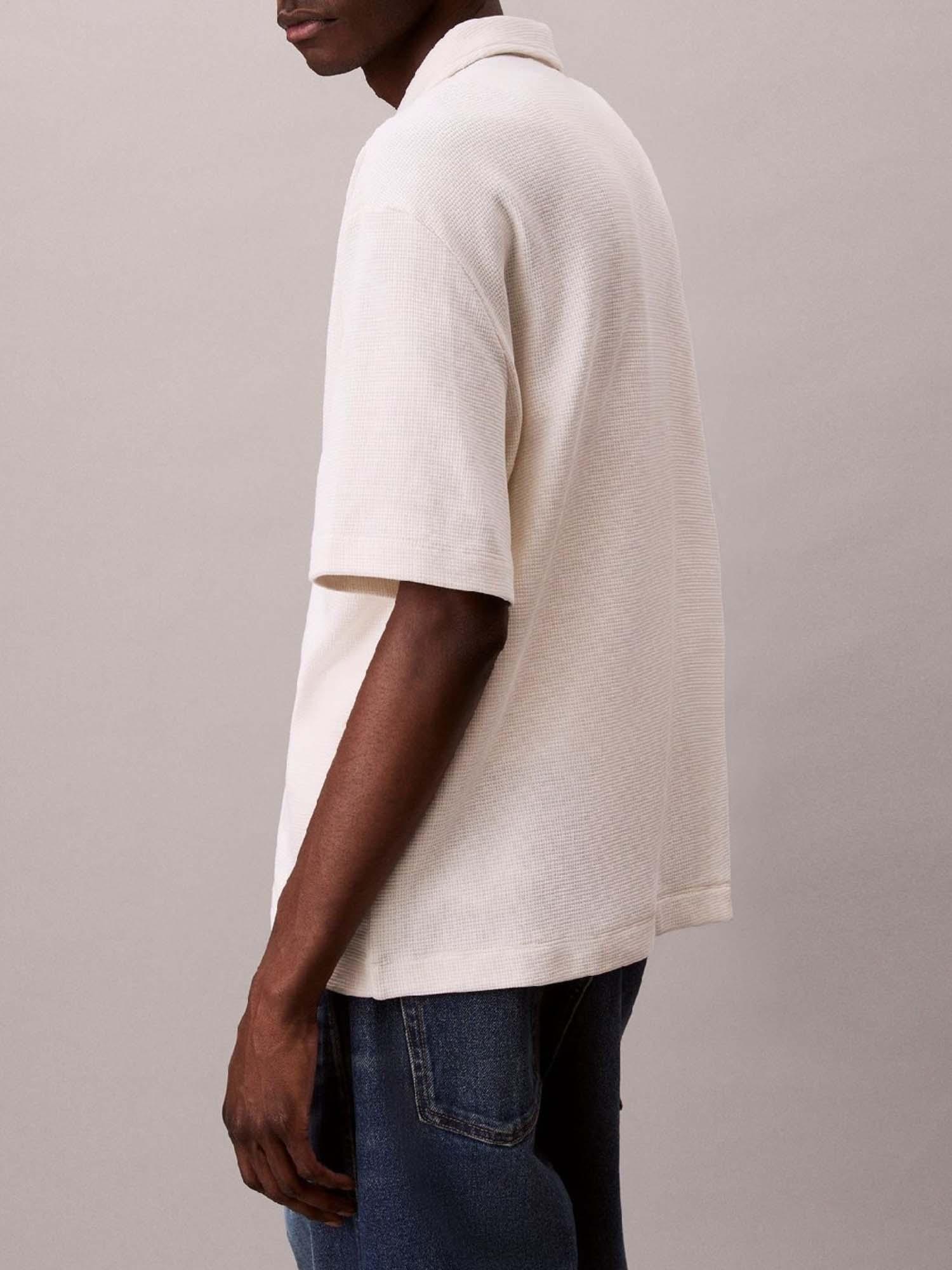 CALVIN KLEIN JEANS - Cotton Waffle Camp Shirt