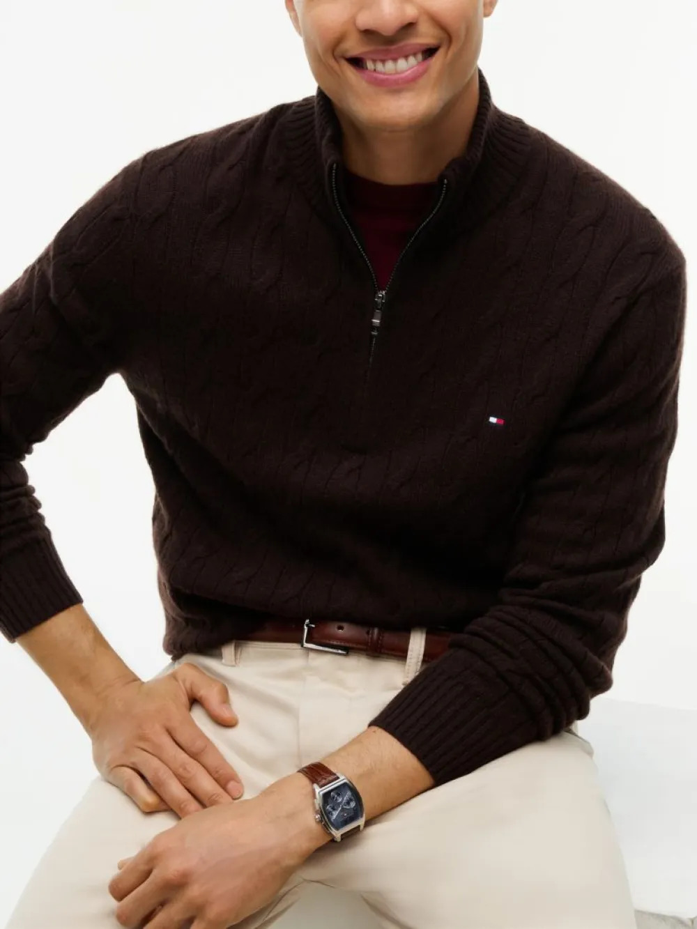 TOMMY HILFIGER - Lambswool Blend Cable Zip