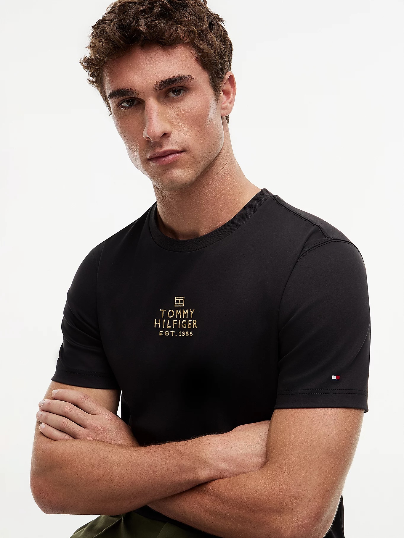 TOMMY HILFIGER - Tonal Logo Embroidery Interlock Knit T-Shirt
