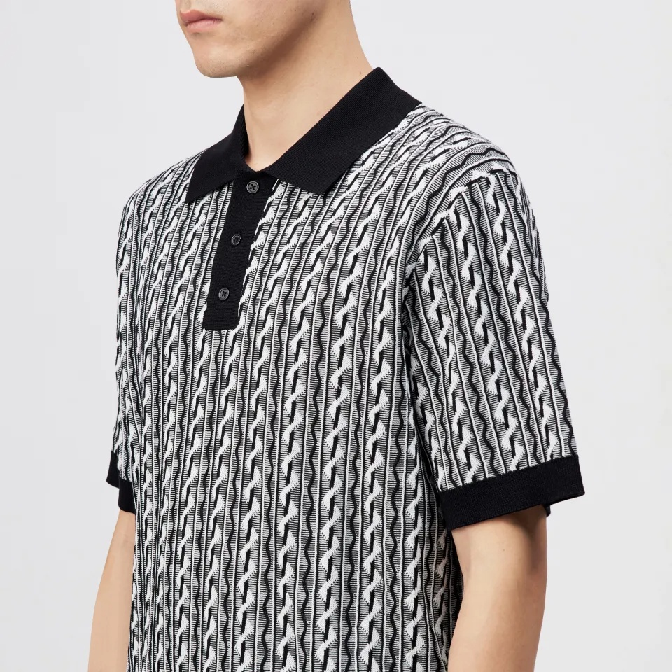 DRYKORN - TAMIAN Relaxed Fit Knitted Polo In Cotton Jacquard
