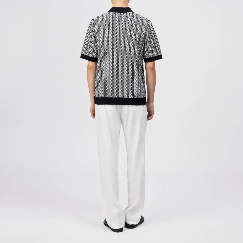 DRYKORN - TAMIAN Relaxed Fit Knitted Polo In Cotton Jacquard