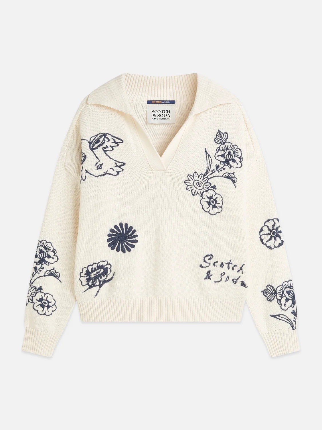 SCOTCH & SODA - Scotch & Soda x Royal Delft Embroidered Oversized Pullover