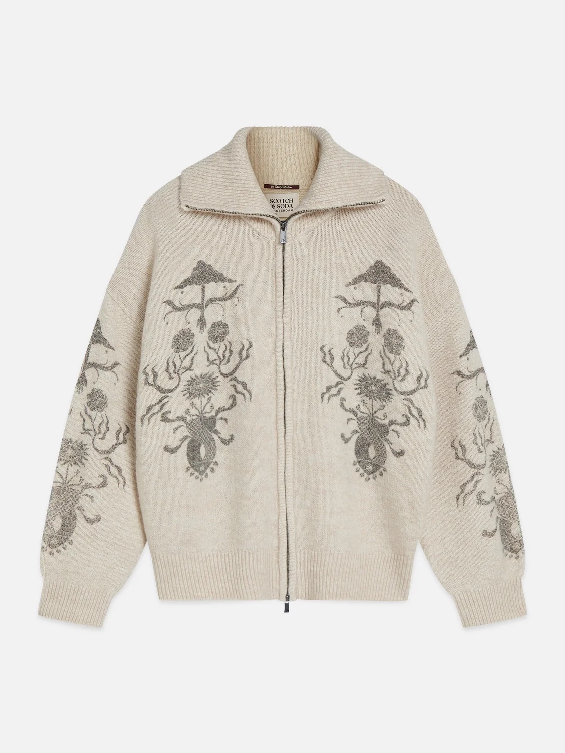 SCOTCH & SODA - Printed Zip-Through Oversized Cardigan