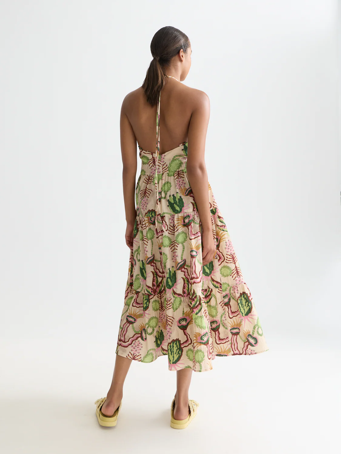 SCOTCH & SODA - Cotton Seersucker Keyhole Halter Midi Dress