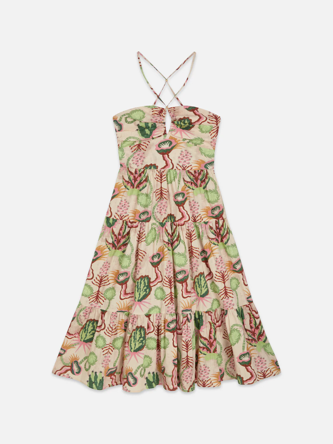 SCOTCH & SODA - Cotton Seersucker Keyhole Halter Midi Dress