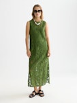 Flame Embroidery Midi Dress