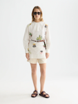 Embroidered Short Bib Dress
