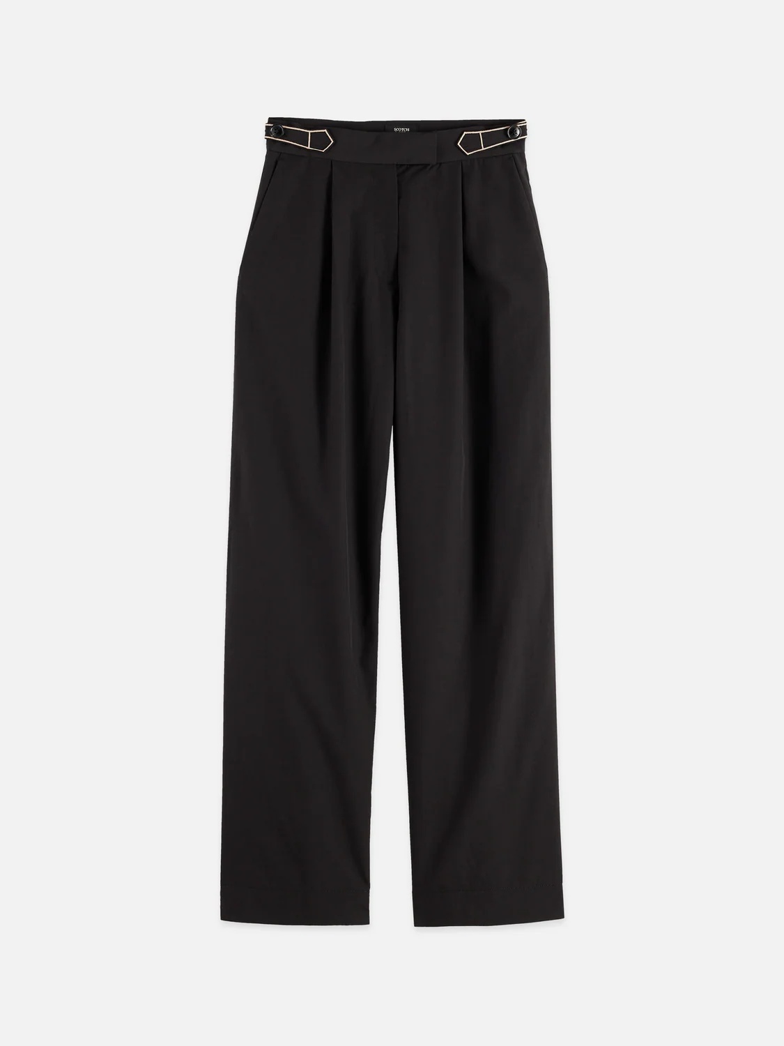 SCOTCH & SODA - Quinn Mid Rise Wide Leg Pants With Cross Stitching