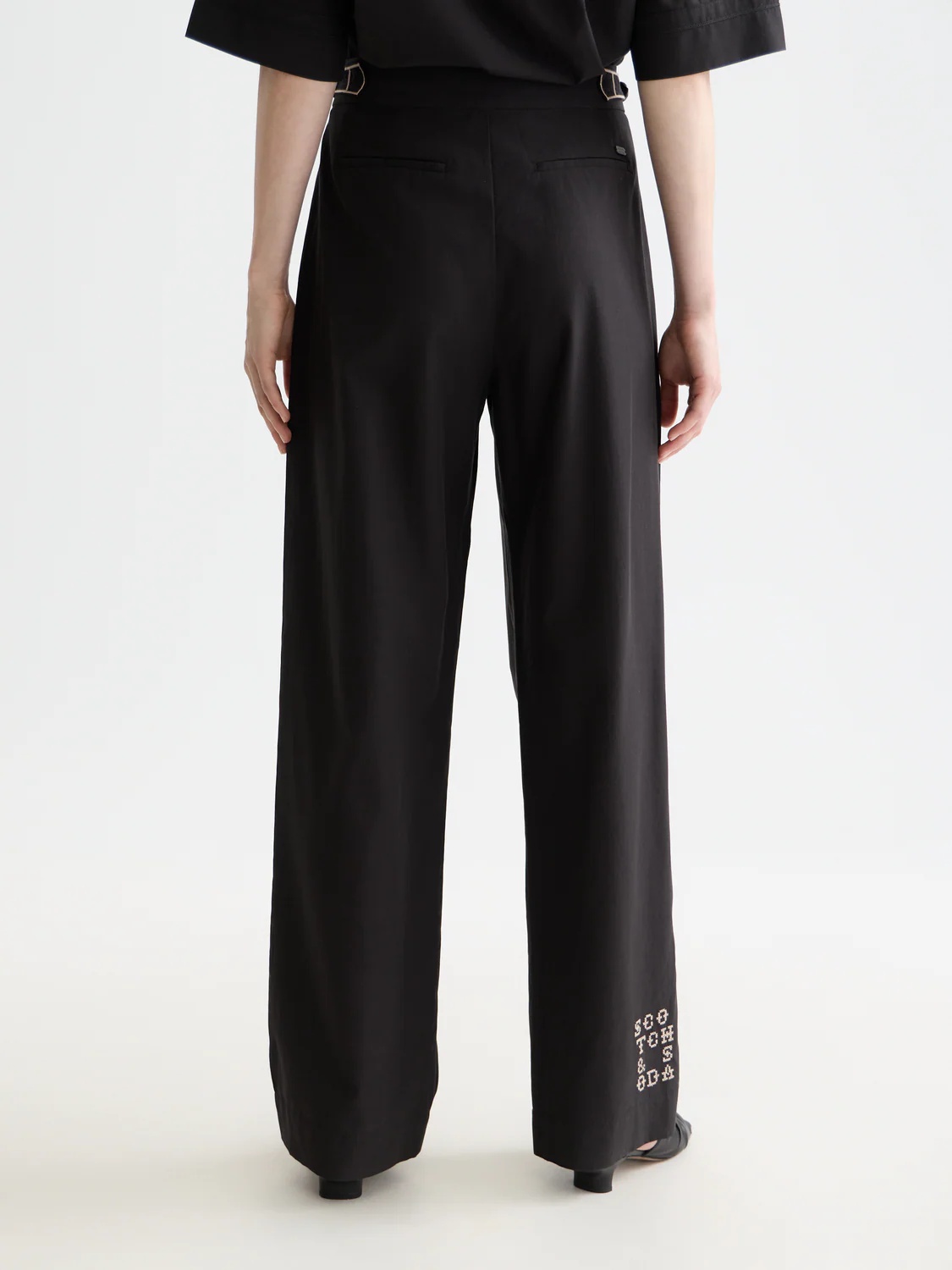 SCOTCH & SODA - Quinn Mid Rise Wide Leg Pants With Cross Stitching