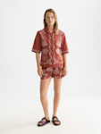 Embroidered Linen Blend Shorts