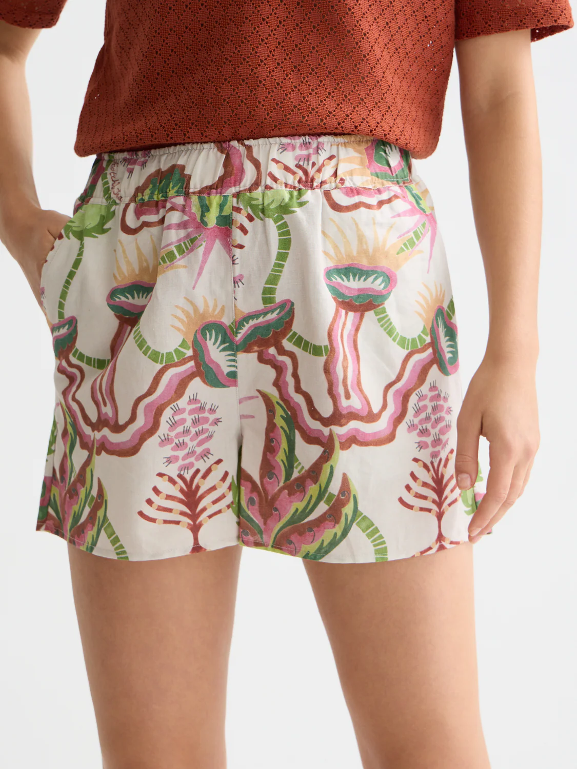 SCOTCH & SODA - Cotton-Linen Elastic Waist Shorts