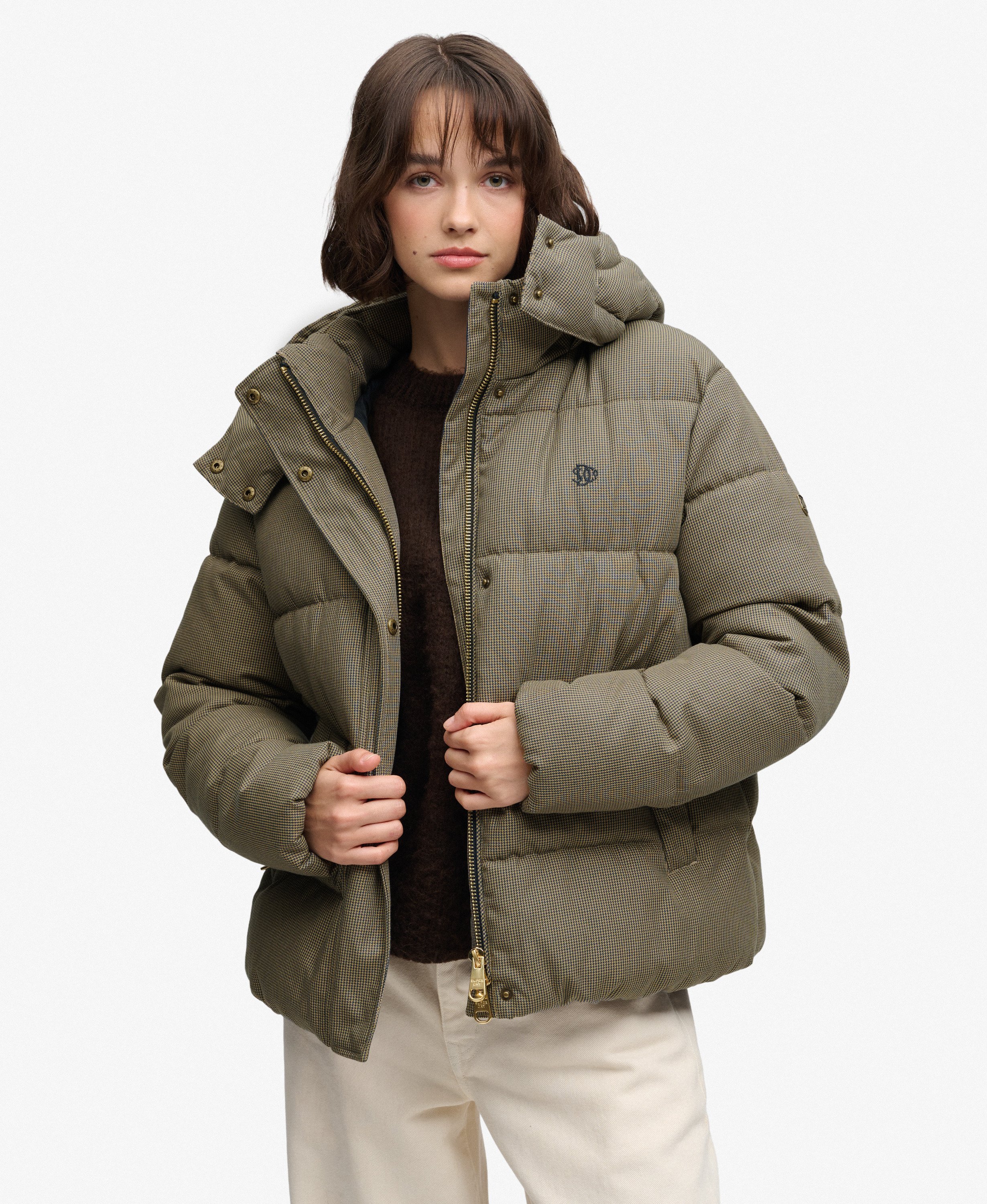 SUPERDRY - Premium Hood Check Puffer Jacket