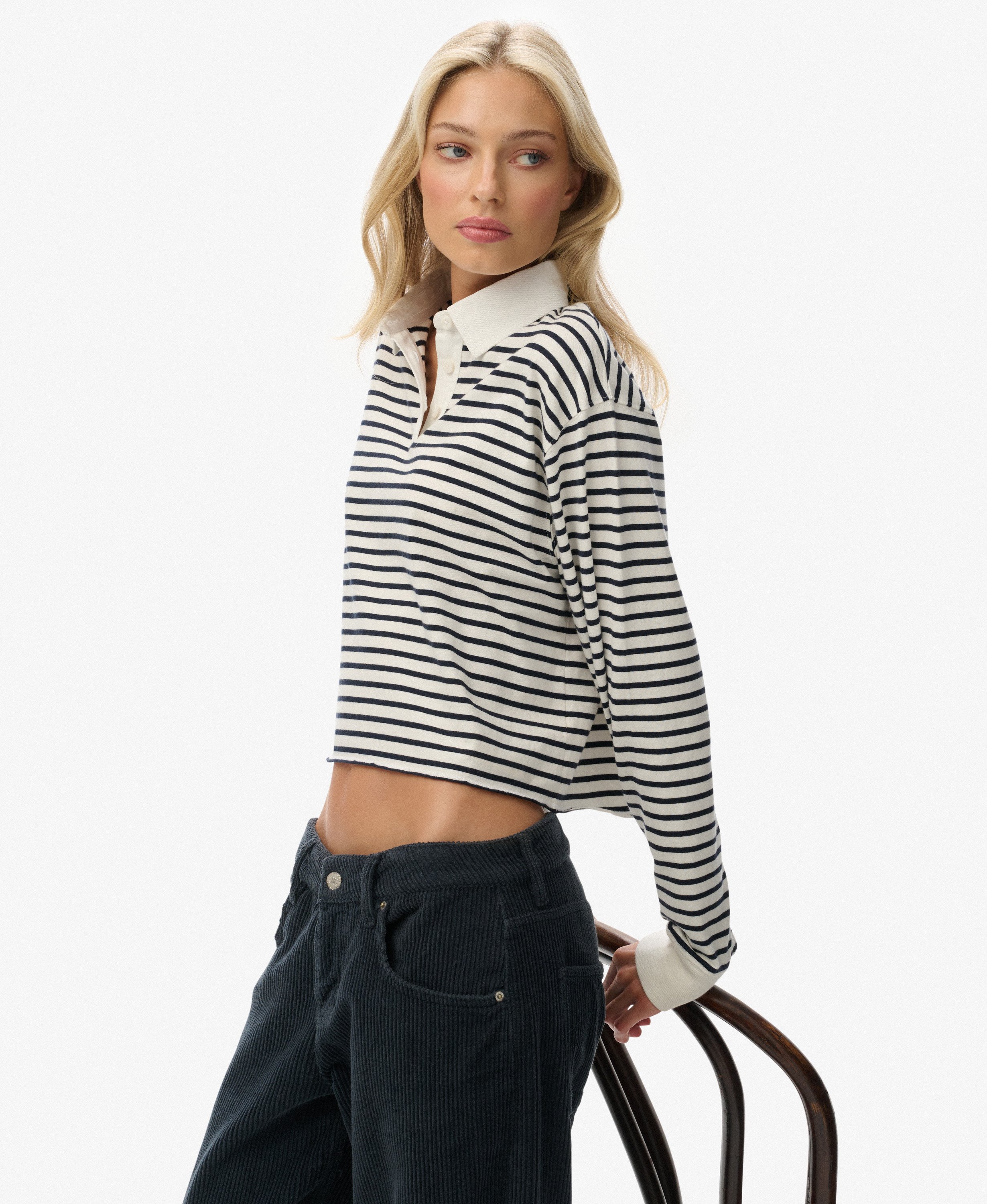 SUPERDRY - Athletic Essentials Cropped Stripe Rugby
