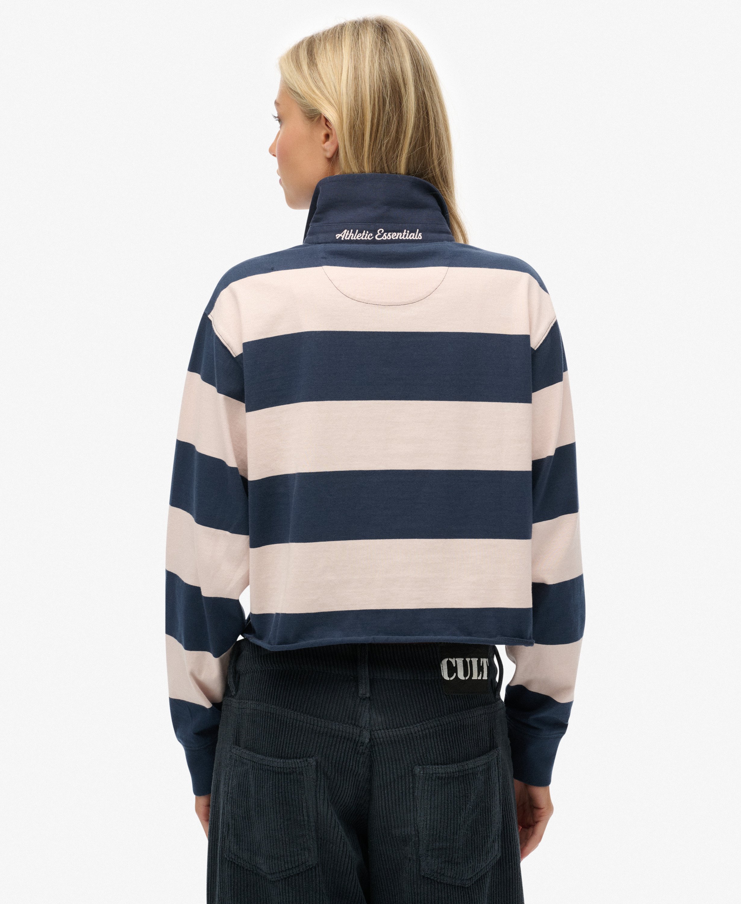 SUPERDRY - Athletic Essentials Cropped Stripe Rugby