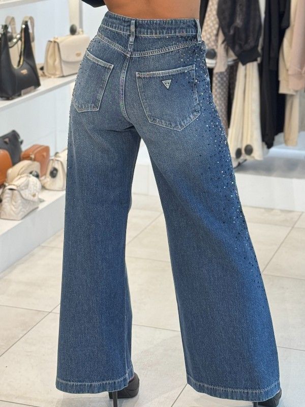 GUESS - Bellagio Embellished Wide Leg Jeans