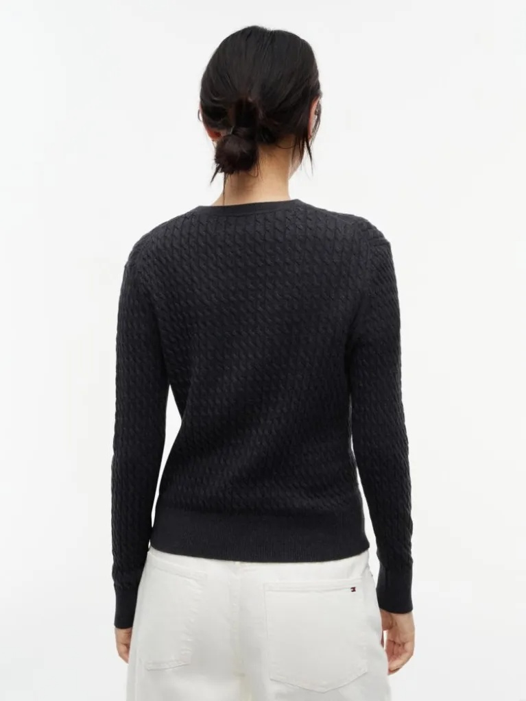 TOMMY HILFIGER - Cable Knit V-Neck Sweater