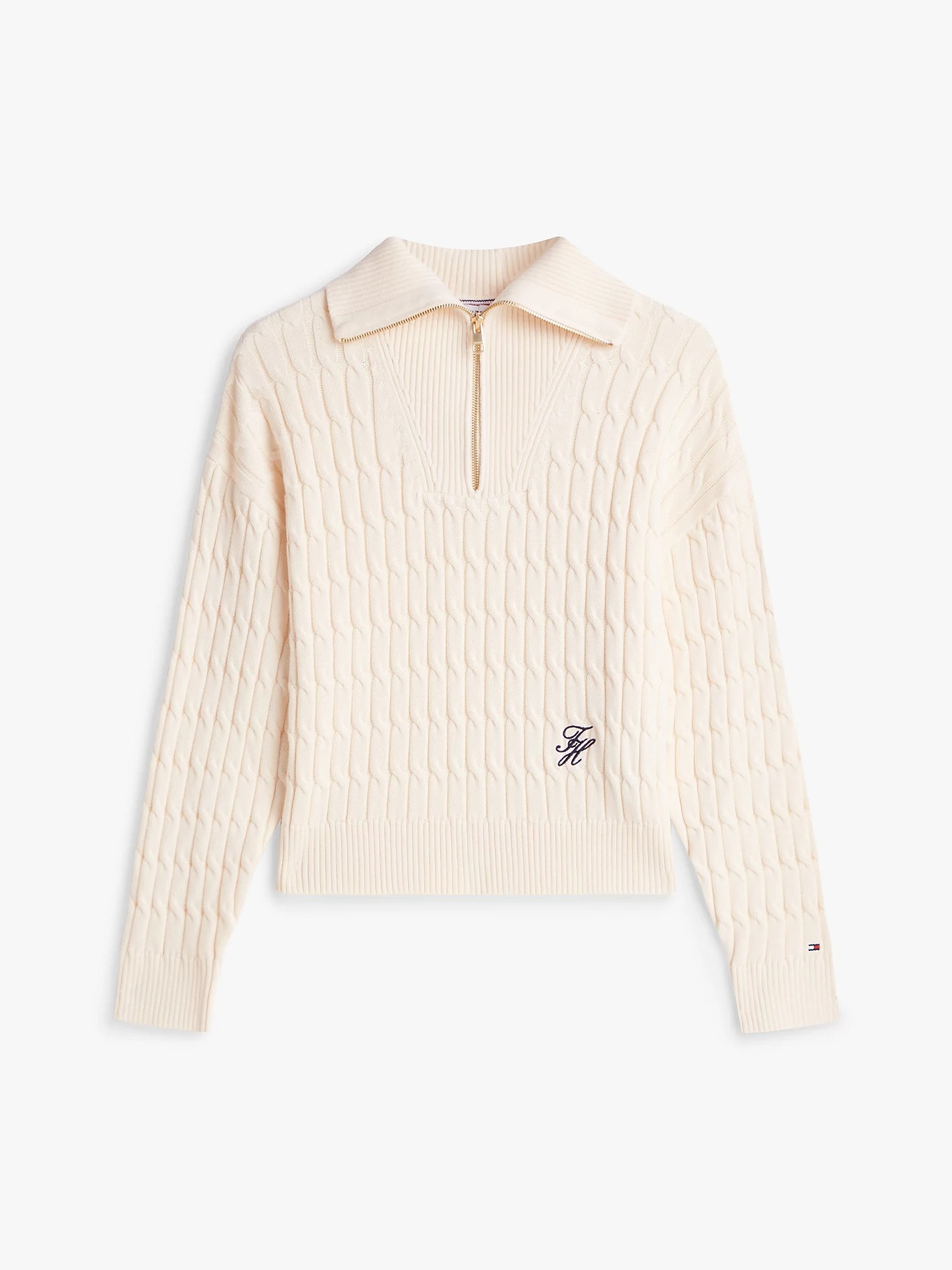 TOMMY HILFIGER - Relaxed Cable Knit Half-Zip Jumper