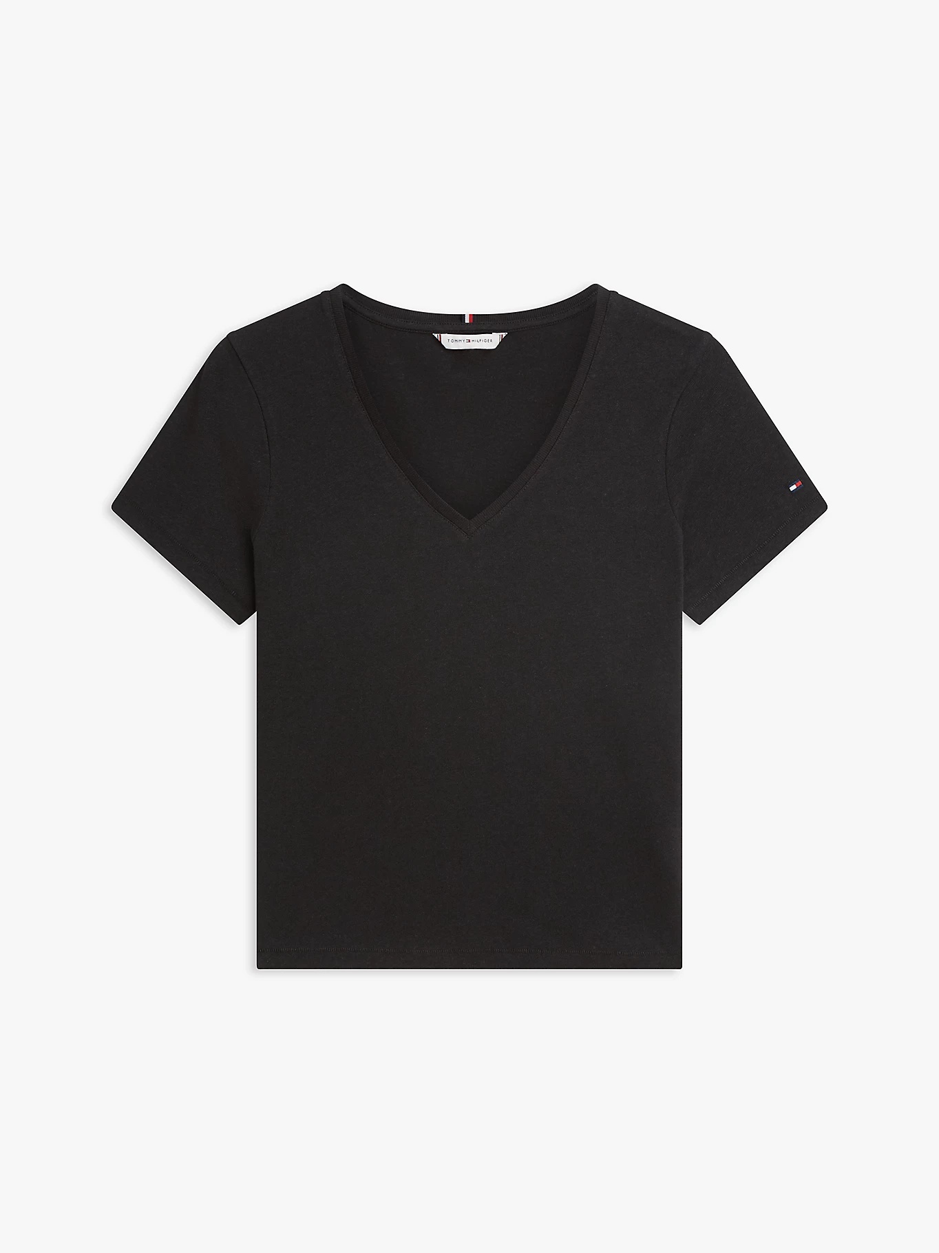 TOMMY HILFIGER - Linen Blend V-Neck T-Shirt