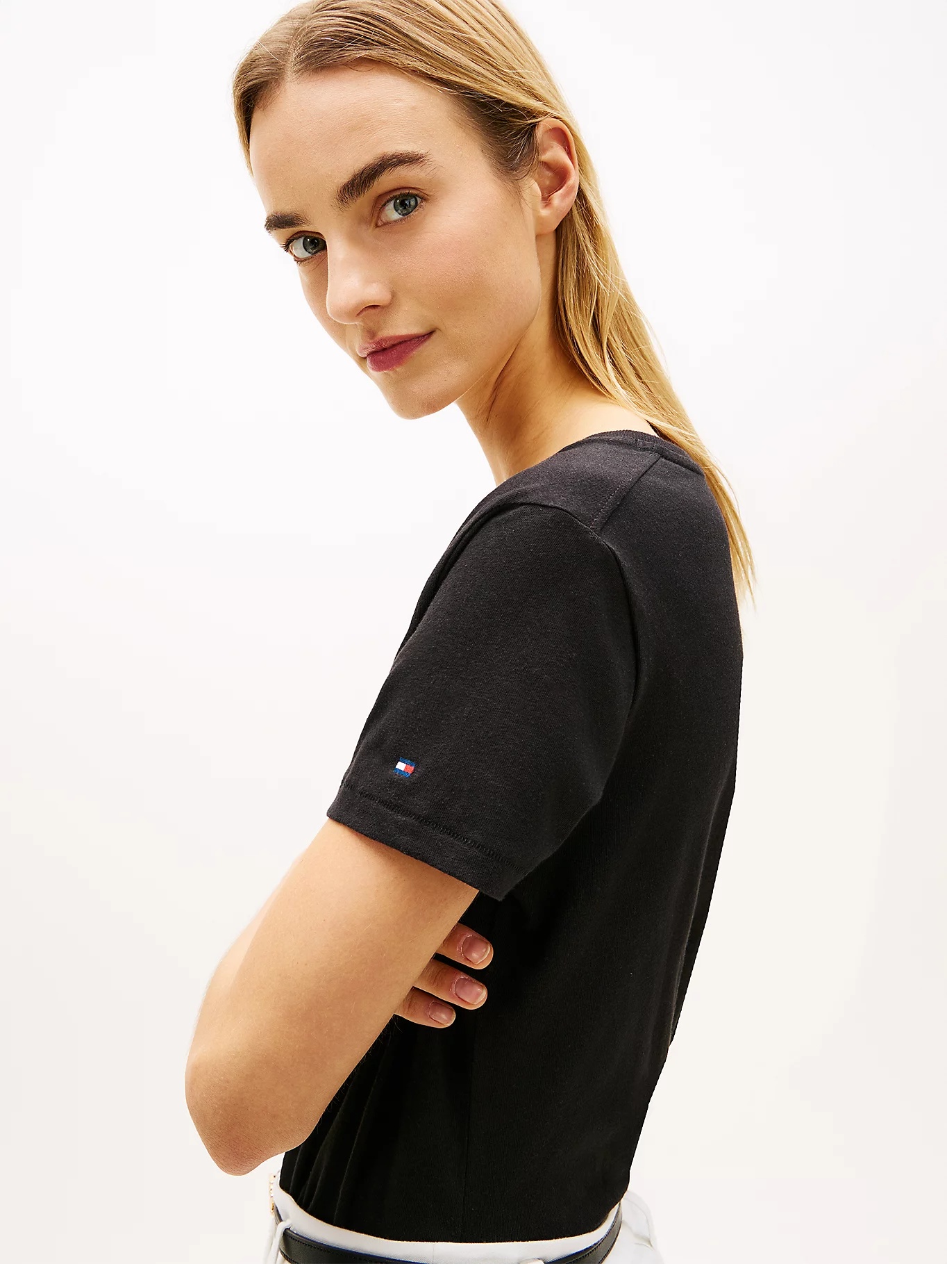 TOMMY HILFIGER - Linen Blend V-Neck T-Shirt