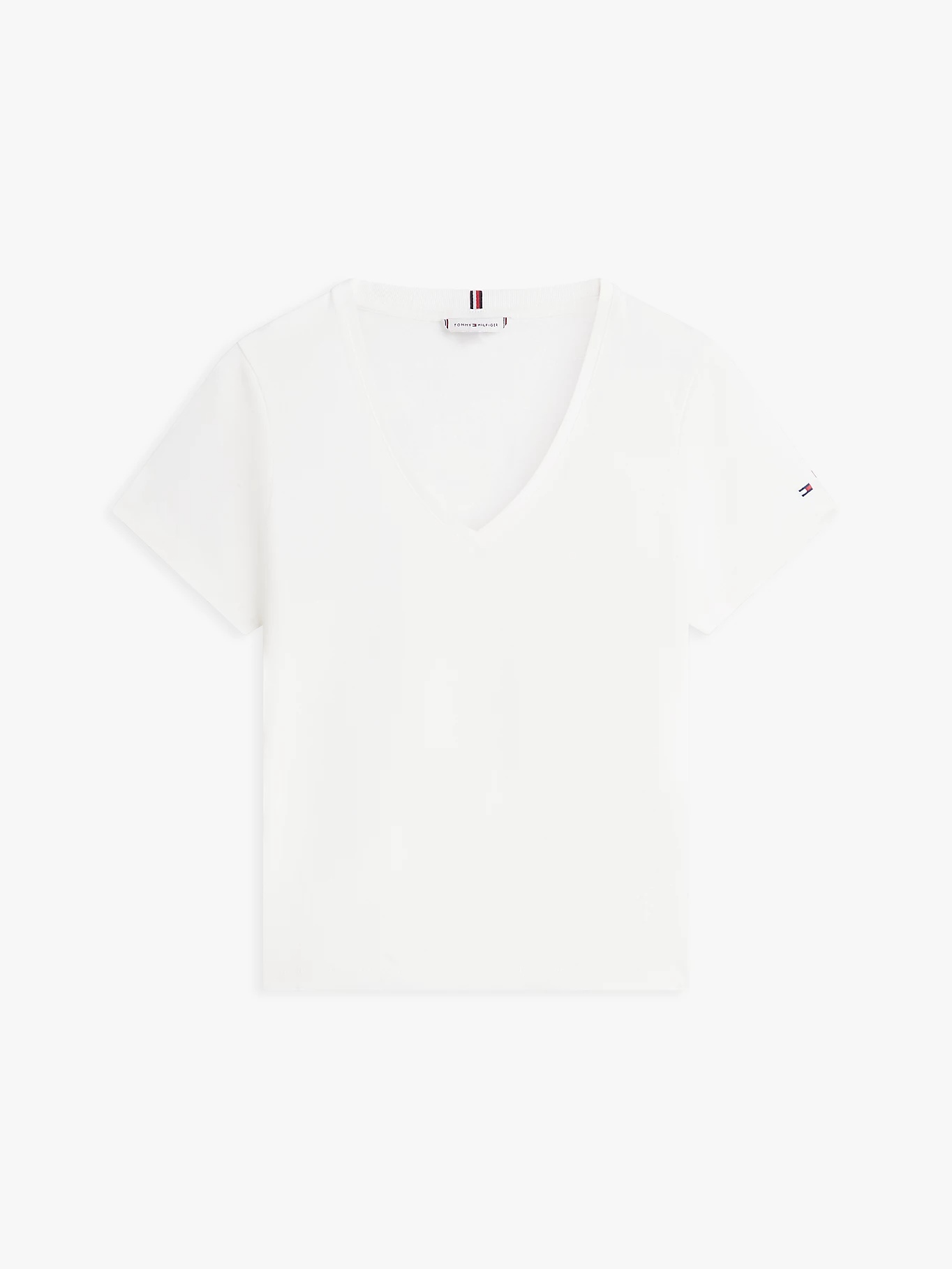 TOMMY HILFIGER - Linen Blend V-Neck T-Shirt