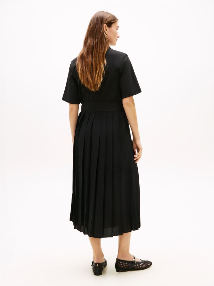 TOMMY HILFIGER - Gold Button Mix Media Dress