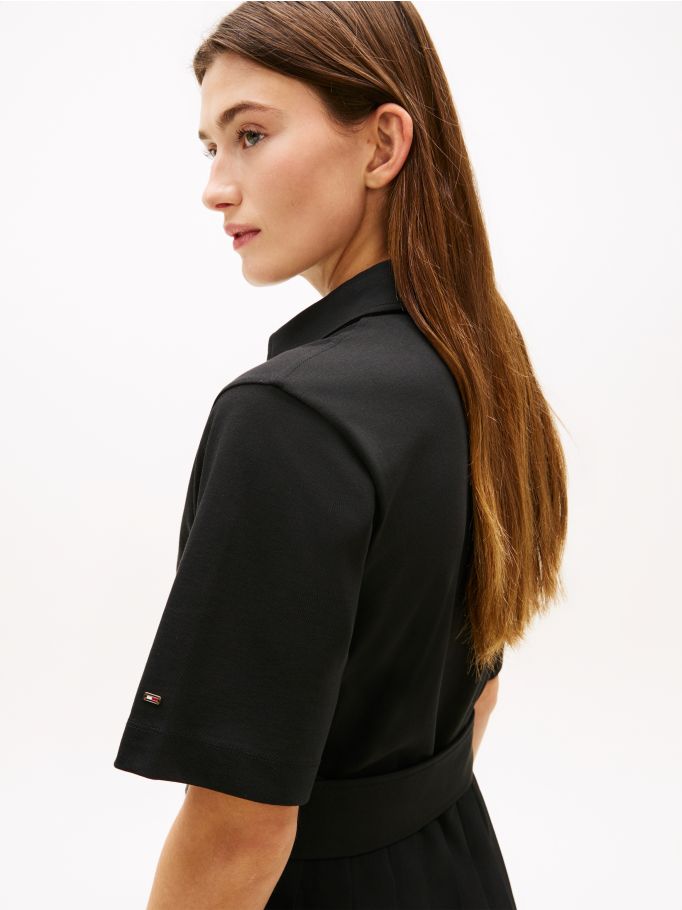 TOMMY HILFIGER - Gold Button Mix Media Dress