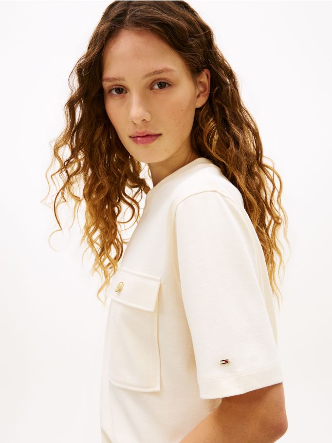 TOMMY HILFIGER - Gold Button Relaxed T-Shirt