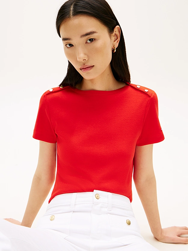 TOMMY HILFIGER - Gold Button Slim Tee