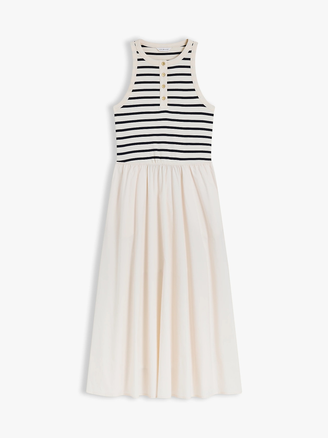 TOMMY HILFIGER - Gold Button Poplin Mix Dress