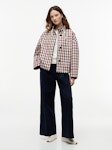 Check Relaxed Short Parka