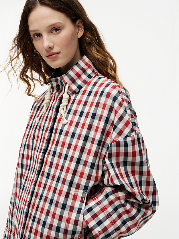 TOMMY HILFIGER - Check Relaxed Short Parka