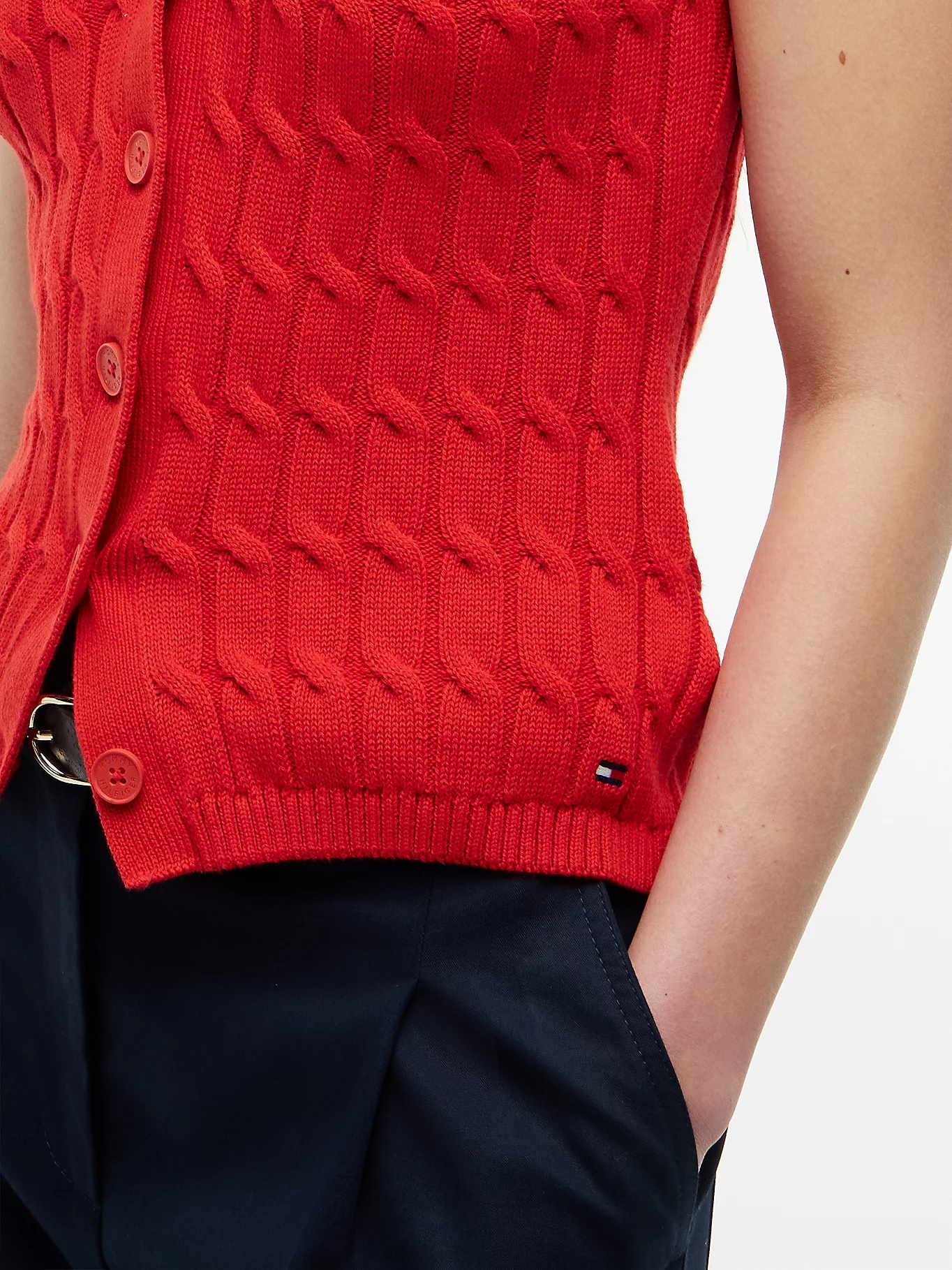 TOMMY HILFIGER - Cable Knit Vest Cardigan