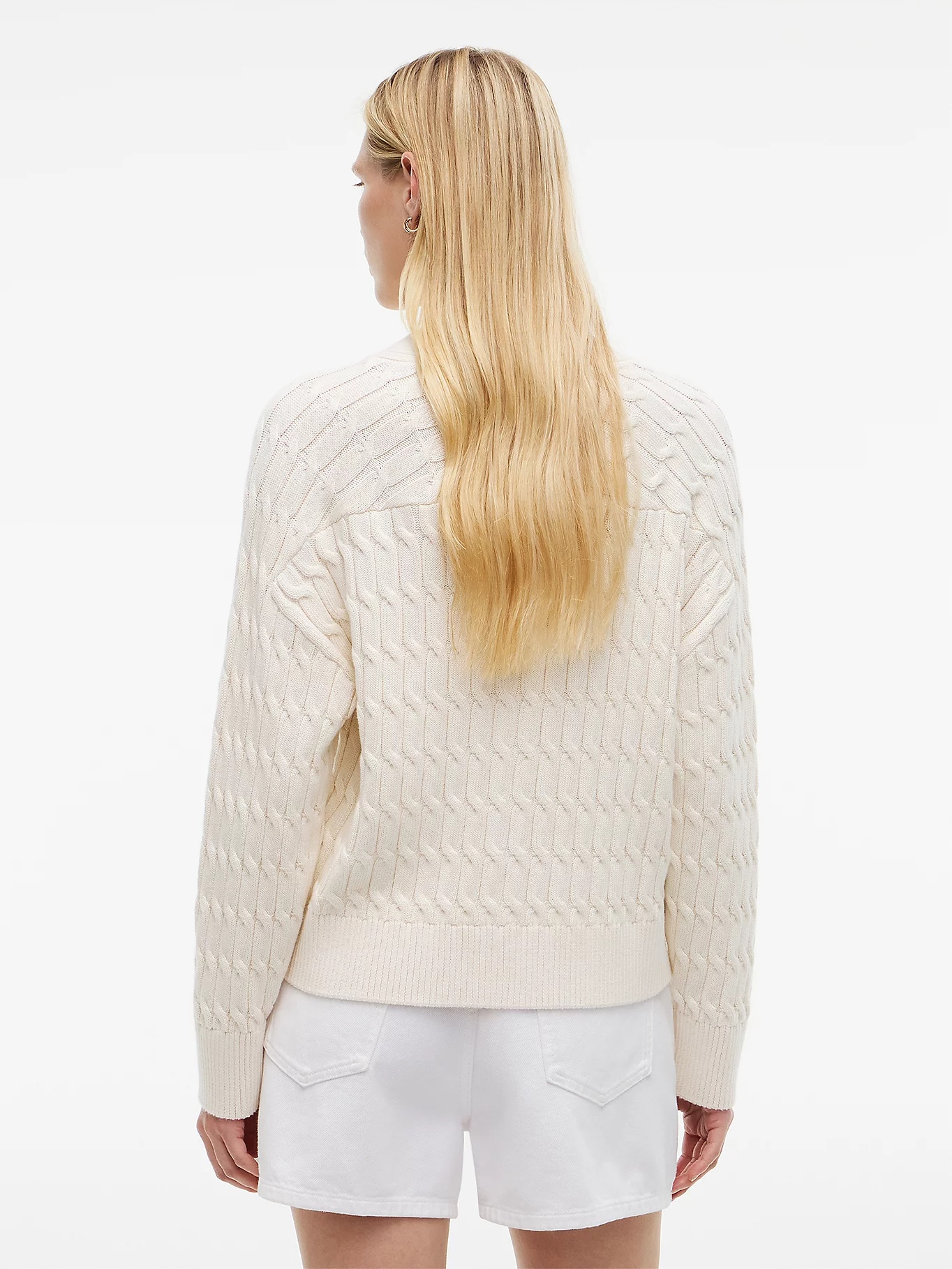TOMMY HILFIGER - Cable Knit Oversized V-Neck Cardigan