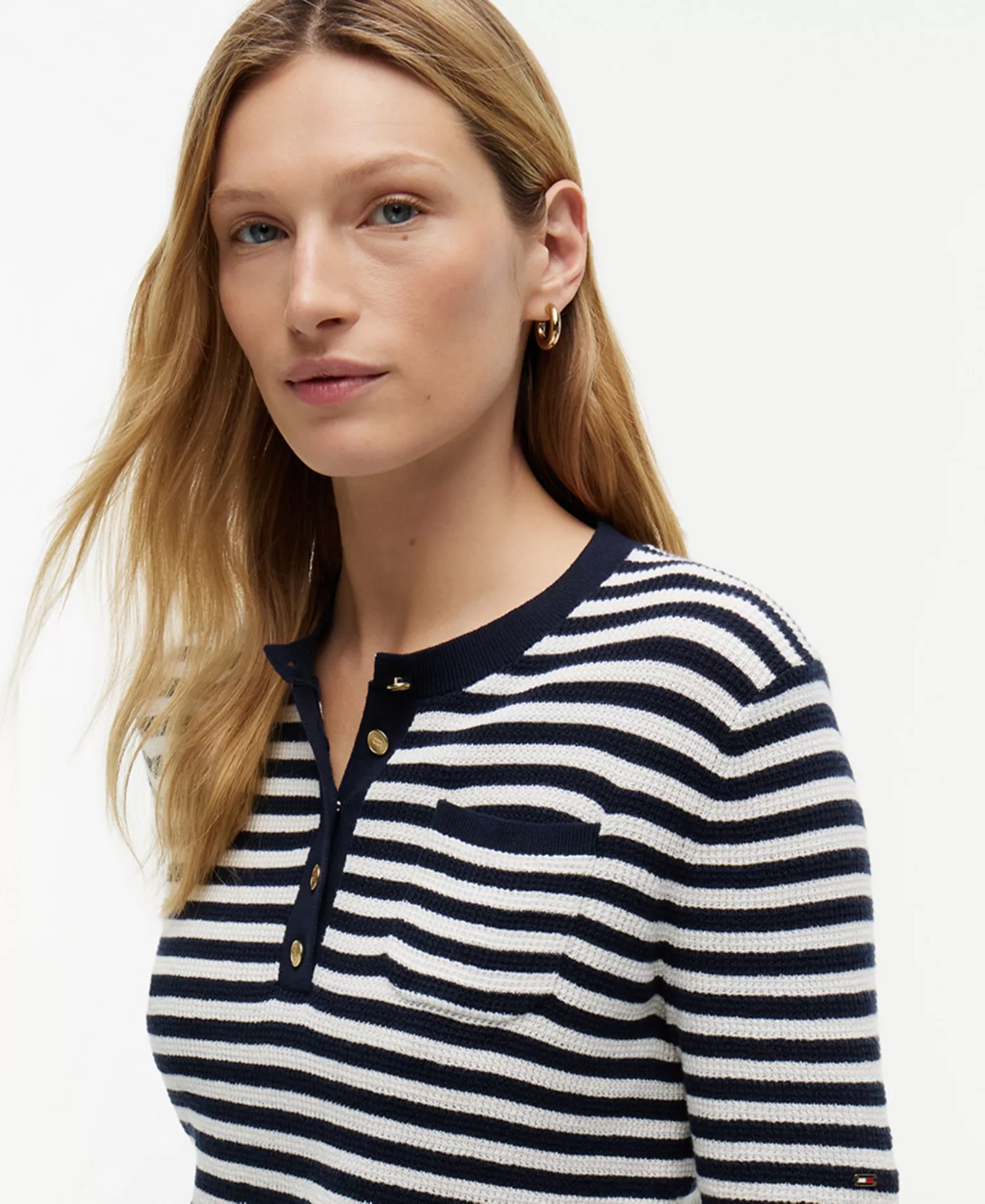 TOMMY HILFIGER - Striped Gold-Button Blouse