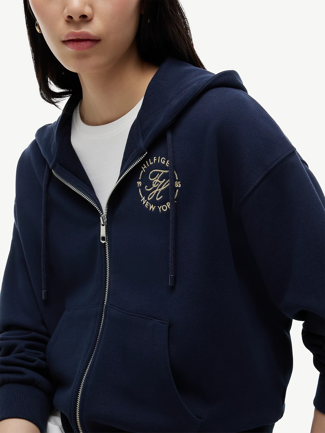 TOMMY HILFIGER - Logo Embroidery Zip-Thru Hoodie