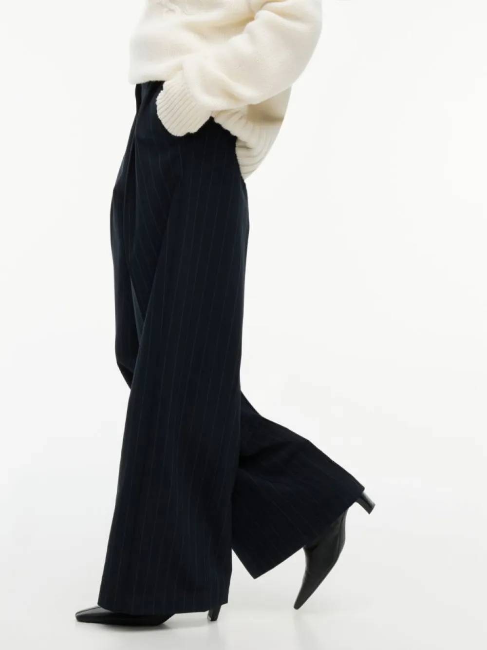 TOMMY HILFIGER - Pleated Twill Wide Leg Trousers