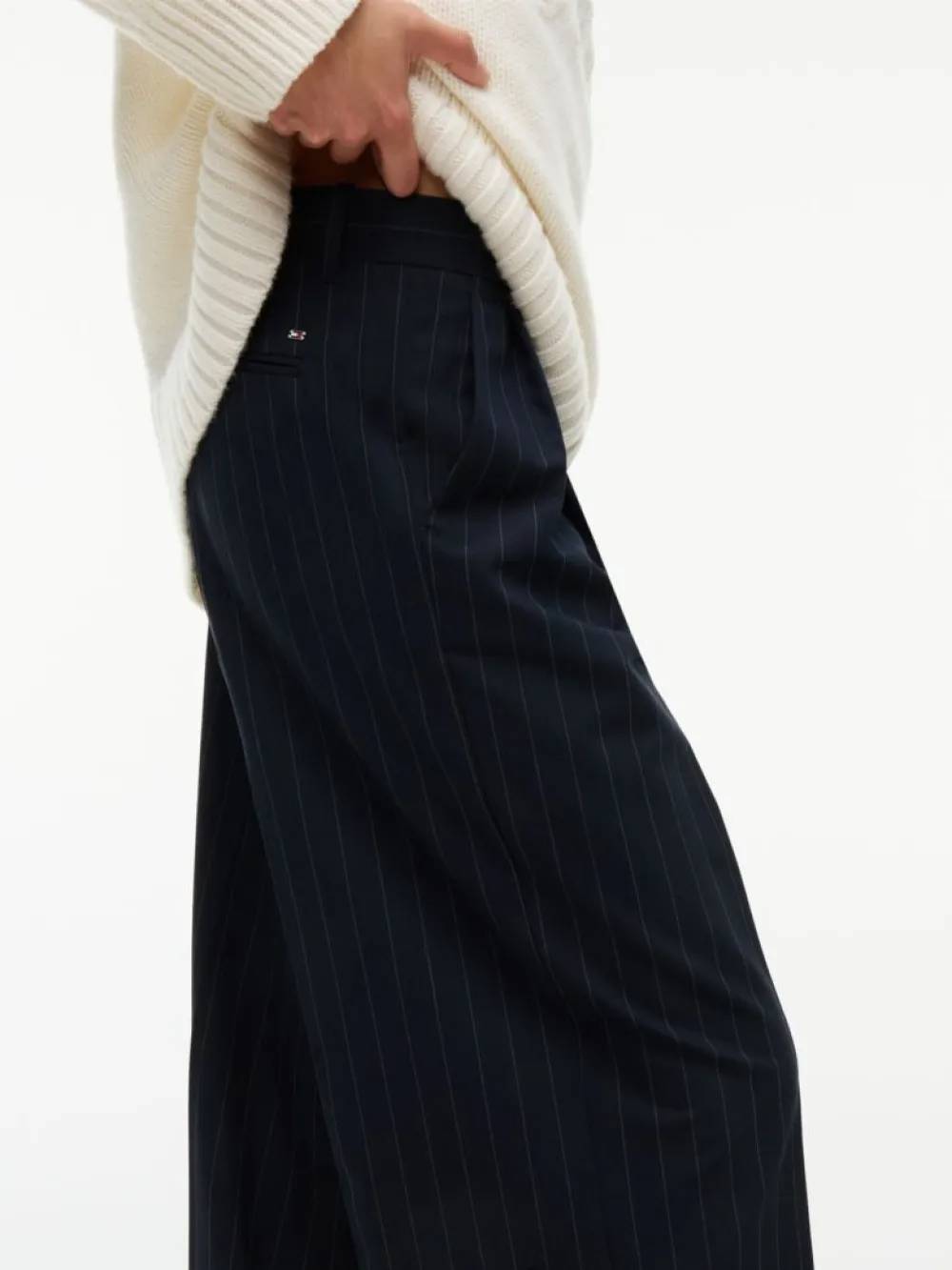 TOMMY HILFIGER - Pleated Twill Wide Leg Trousers