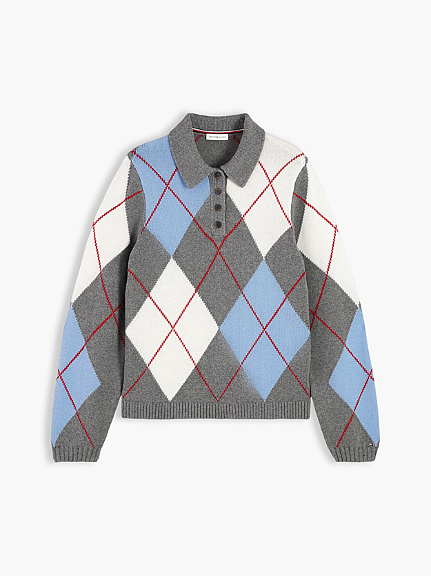 TOMMY HILFIGER - Argyle Relaxed Polo Jumper