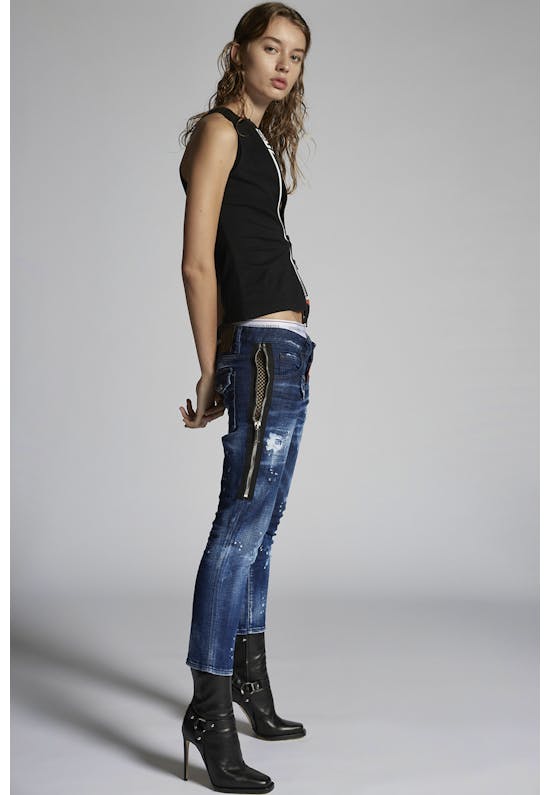 Dark 2 Wash Cool Girl Cropped Jeans
